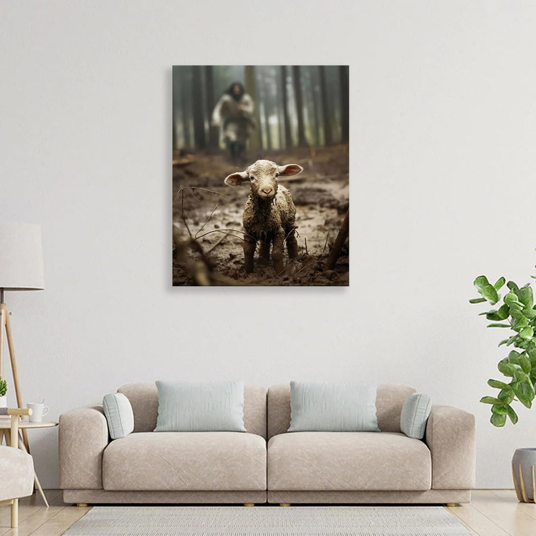 Jesus and Lamb Canvas Wall Art