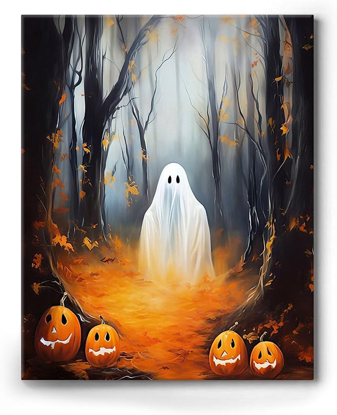 Spooky Ghost in Pumpkin Garden
