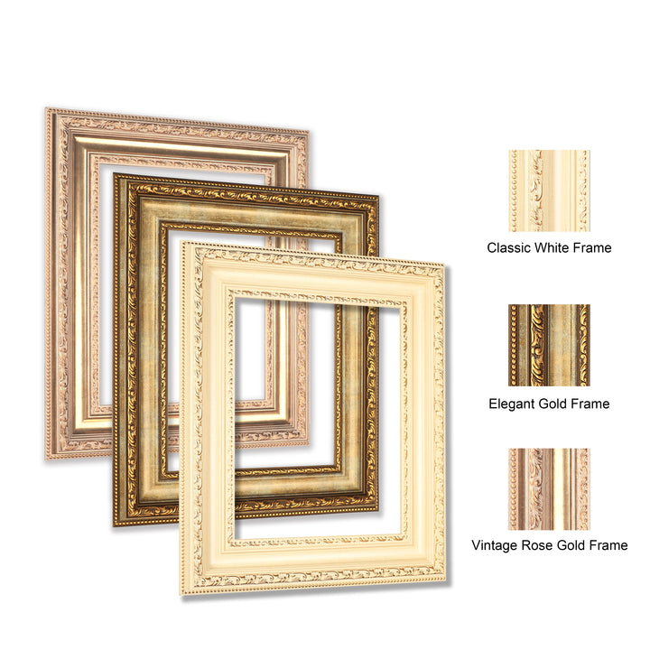 Classic Retro Picture Frame with MDF Wood Mat & Plexiglass Front 3 Colors Style 2