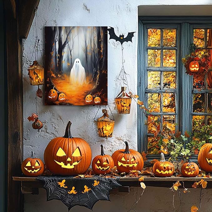 Spooky Ghost in Pumpkin Garden