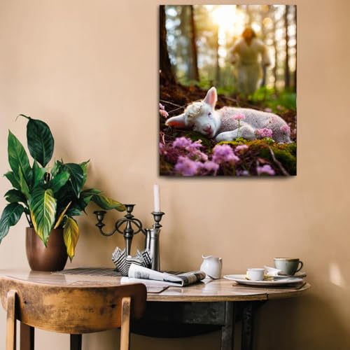 Lamb in all Seasons Canvas Wall Art