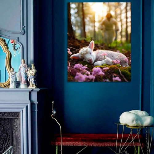 Lamb in all Seasons Canvas Wall Art