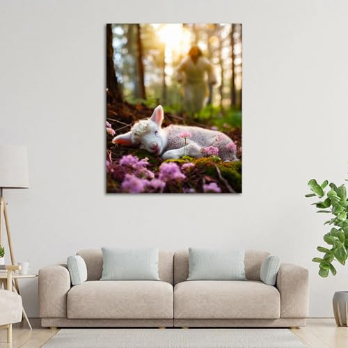 Lamb in all Seasons Canvas Wall Art