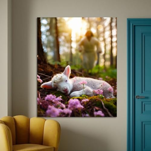 Lamb in all Seasons Canvas Wall Art