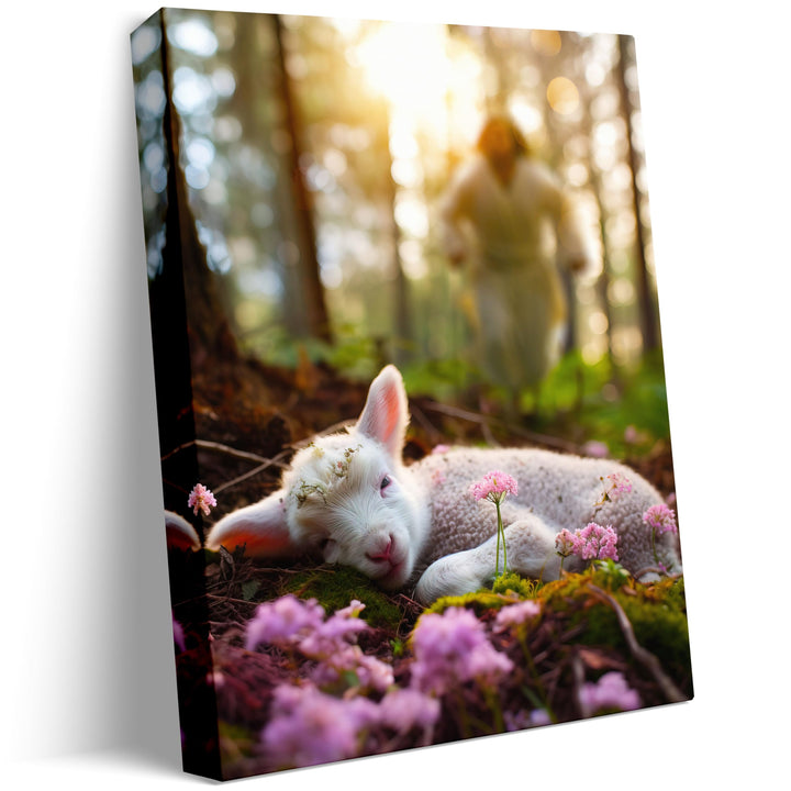 Lamb in all Seasons Canvas Wall Art
