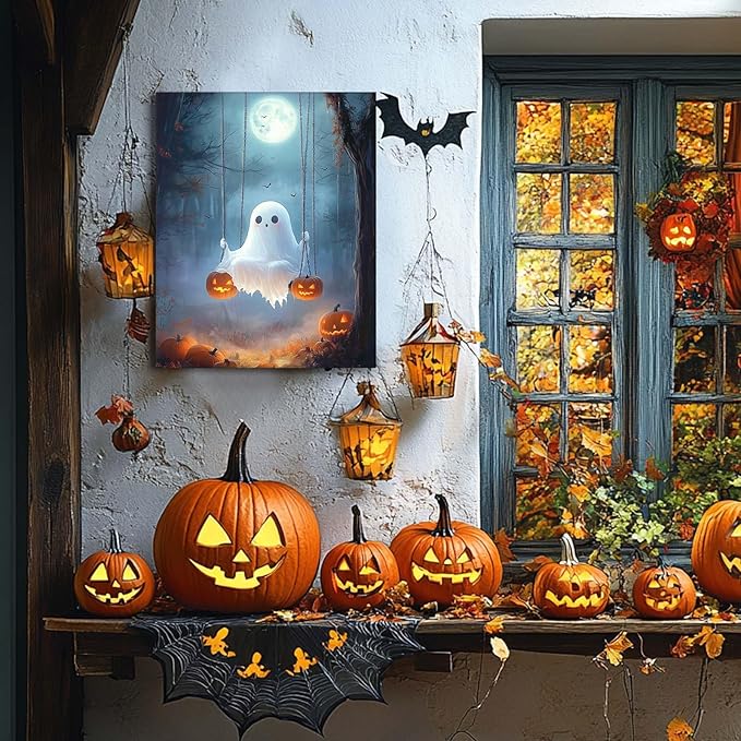 Spooky Ghost in Pumpkin Garden