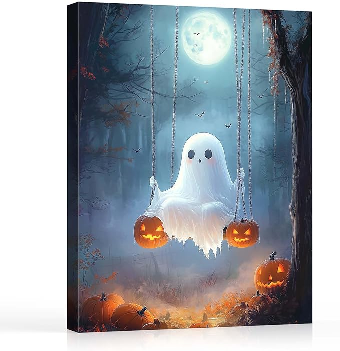 Spooky Ghost in Pumpkin Garden