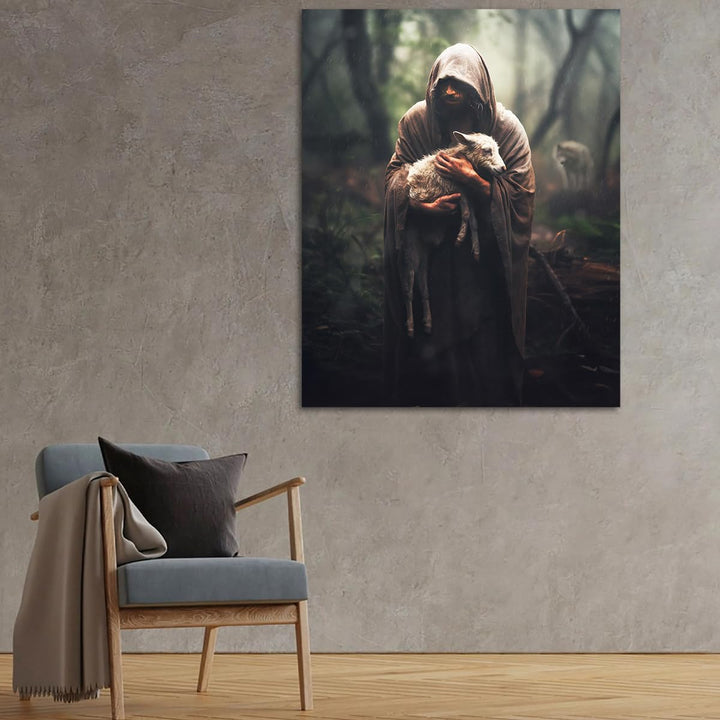 Jesus and Lamb Canvas Wall Art