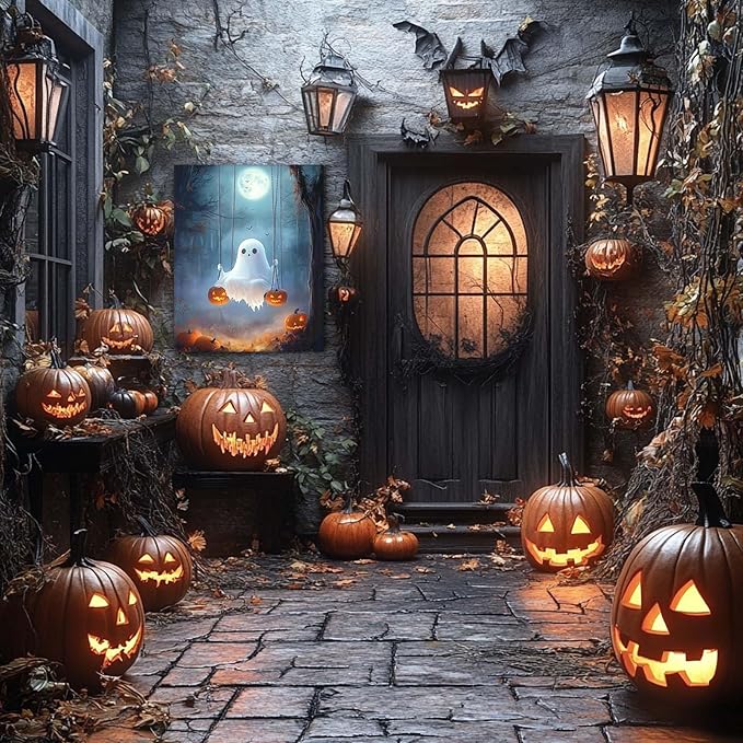 Spooky Ghost in Pumpkin Garden