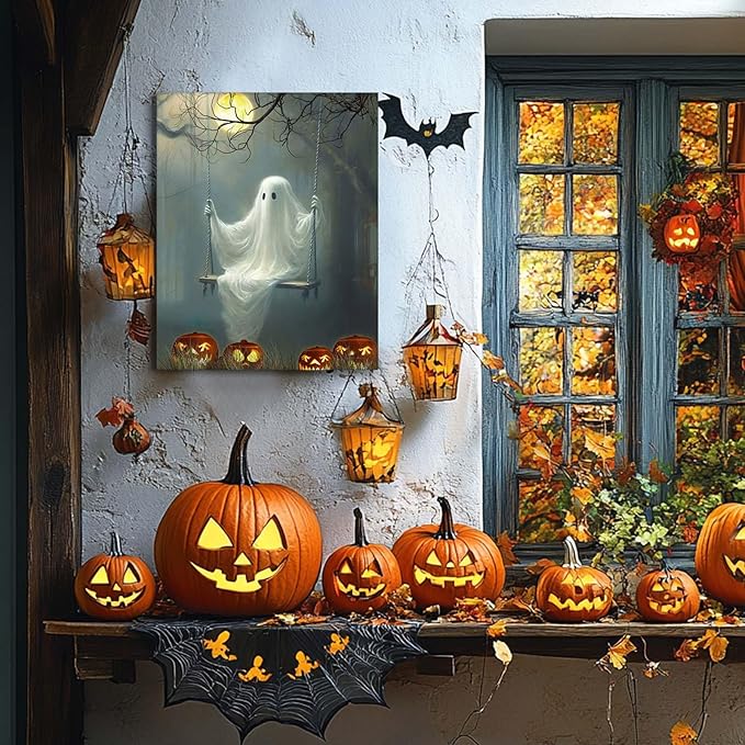 Spooky Ghost in Pumpkin Garden