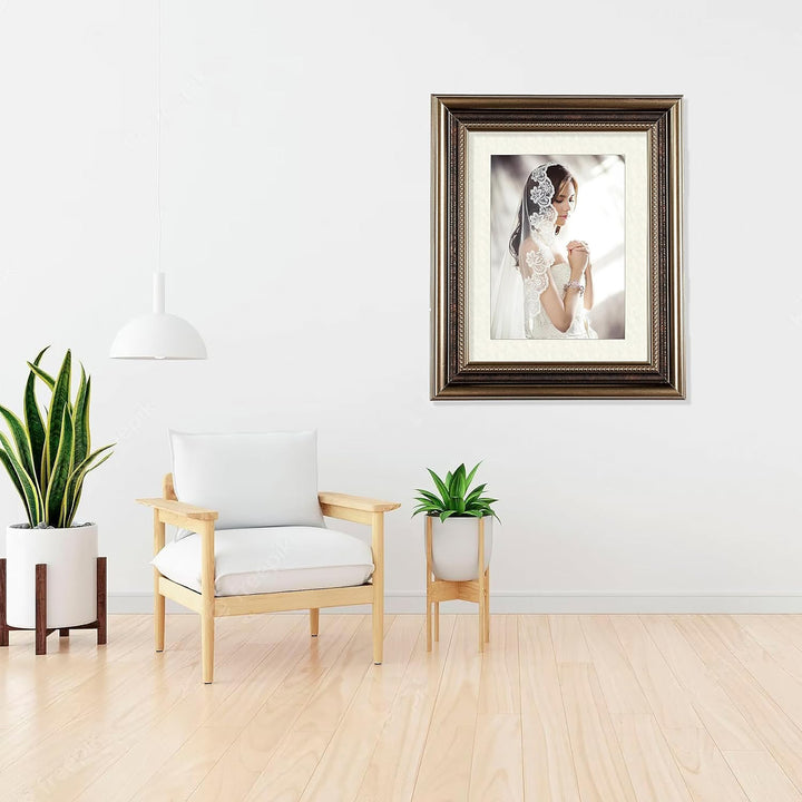 Classic Retro Picture Frame with MDF Wood Mat & Plexiglass Front 3 Colors Style 1