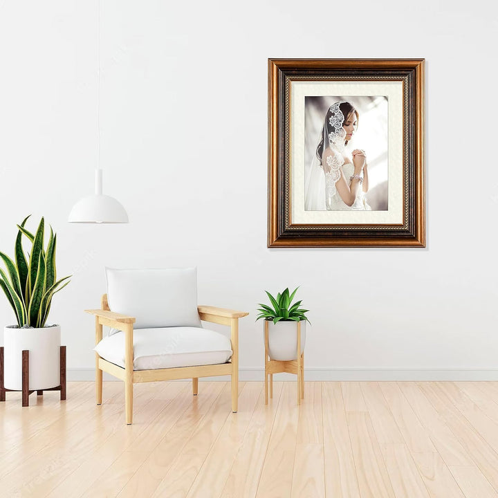 Classic Retro Picture Frame with MDF Wood Mat & Plexiglass Front 3 Colors Style 1