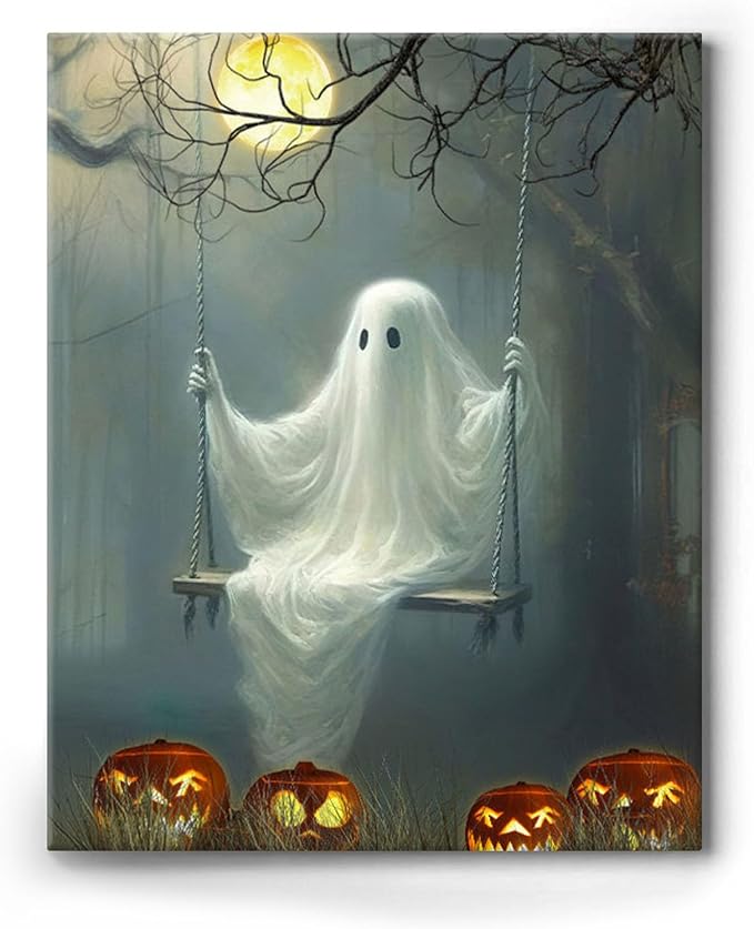 Spooky Ghost in Pumpkin Garden