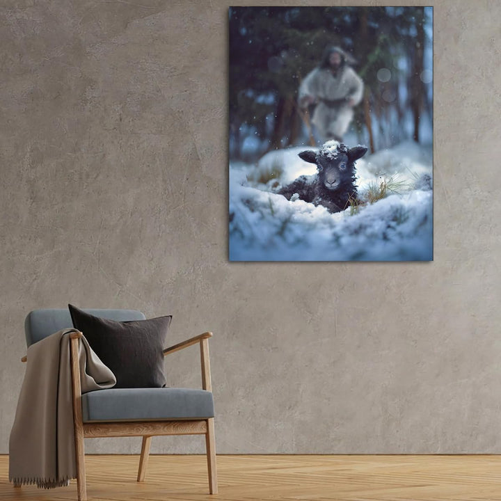 Lamb in all Seasons Canvas Wall Art