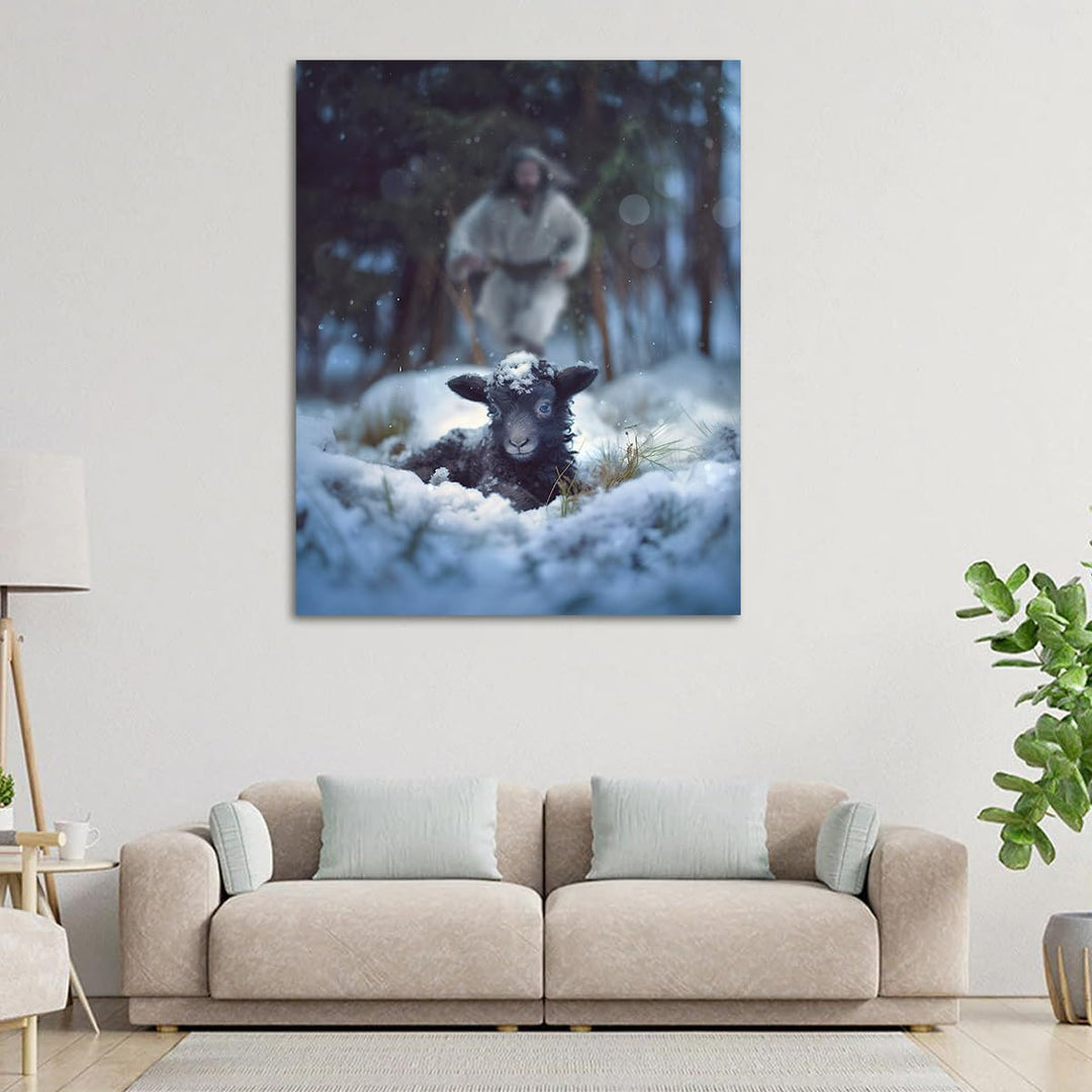 Lamb in all Seasons Canvas Wall Art