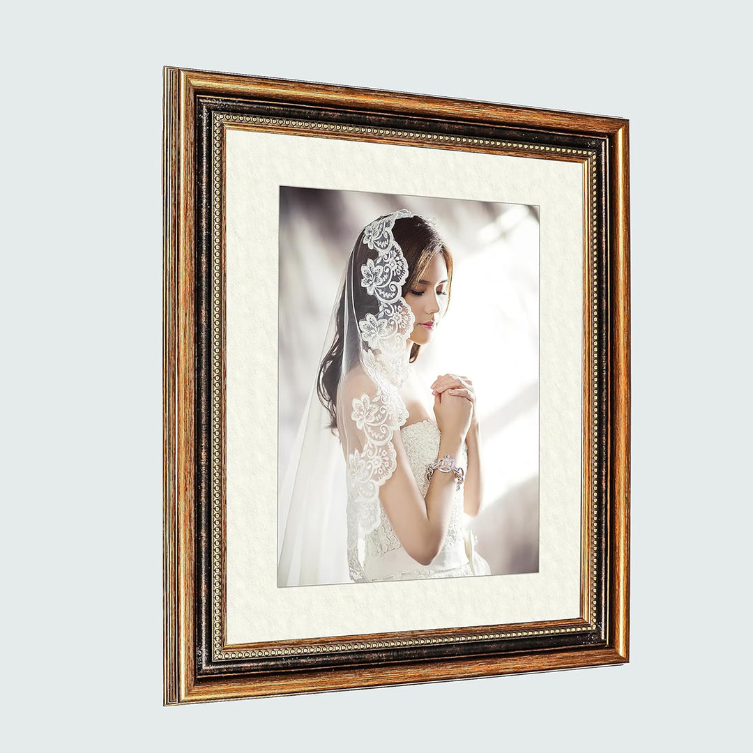 Classic Retro Picture Frame with MDF Wood Mat & Plexiglass Front 3 Colors Style 1