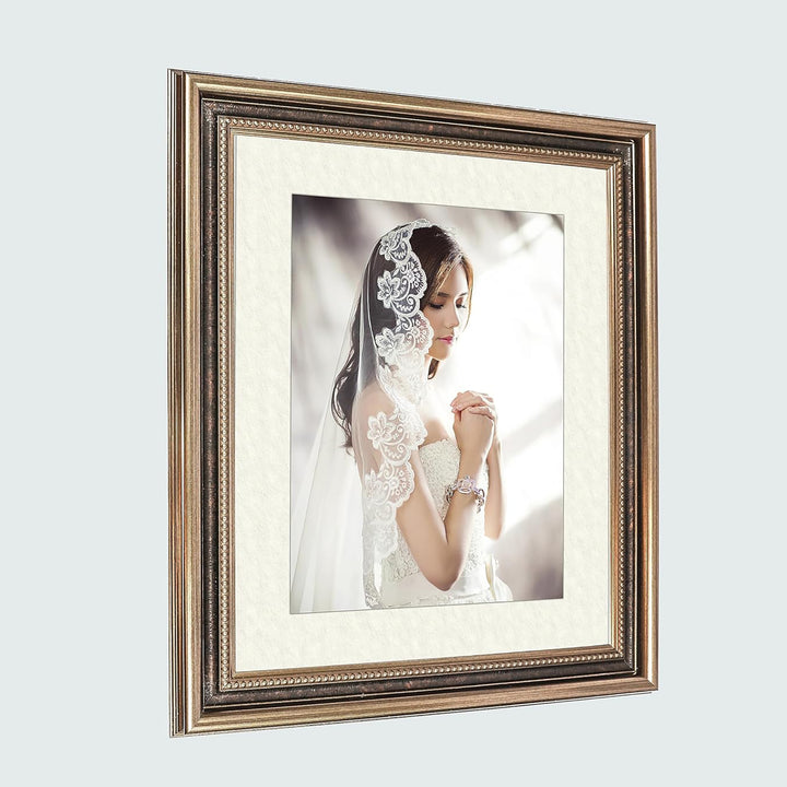 Classic Retro Picture Frame with MDF Wood Mat & Plexiglass Front 3 Colors Style 1