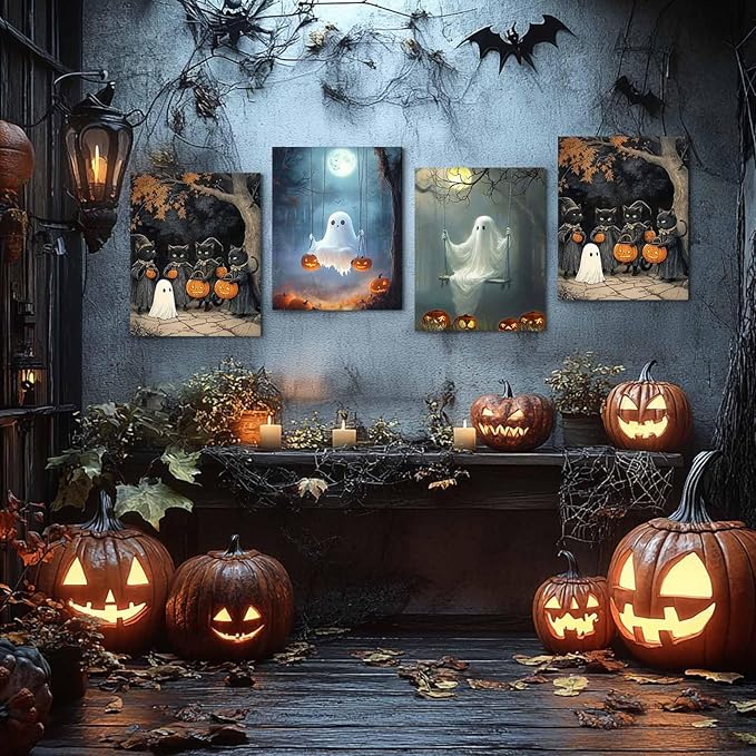 Spooky Ghost in Pumpkin Garden