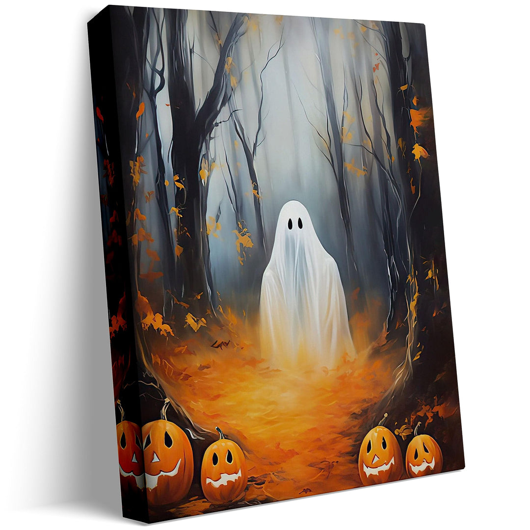 Halloween Wall Art Spooky Ghost In Pumpkin Garden Gothic Canvas Wall Art Dark Academia Ghost Poster Haunting Ghost Art Print for Fall Home Decor