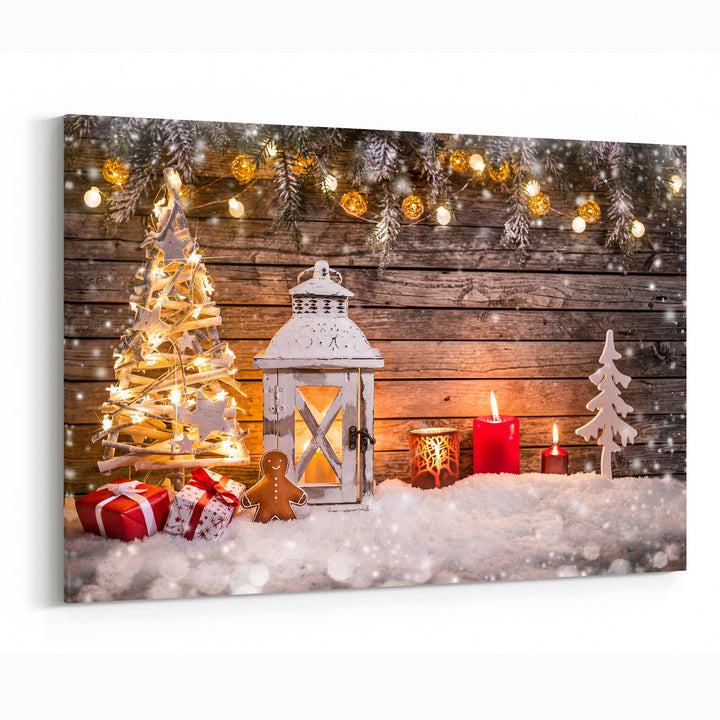 Gingerbread Man with Wood Background