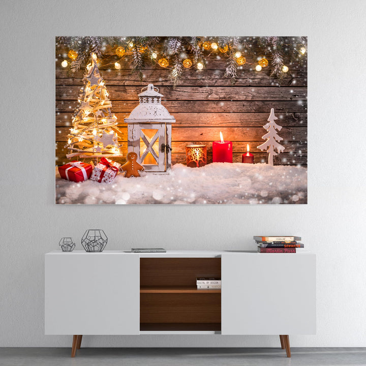 Gingerbread Man with Wood Background
