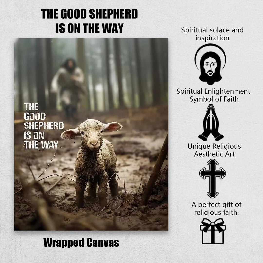 Christian Canvas Wall Art Jesus Saving Lamb Picture (with text)