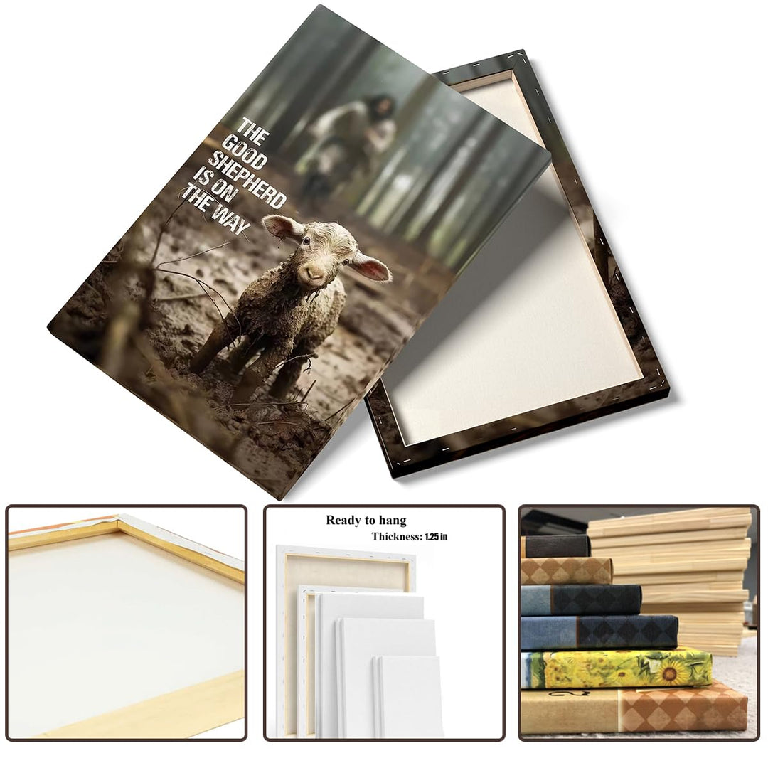 Christian Canvas Wall Art Jesus Saving Lamb Picture (with text)