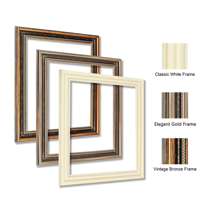 Classic Retro Picture Frame with MDF Wood Mat & Plexiglass Front 3 Colors Style 1