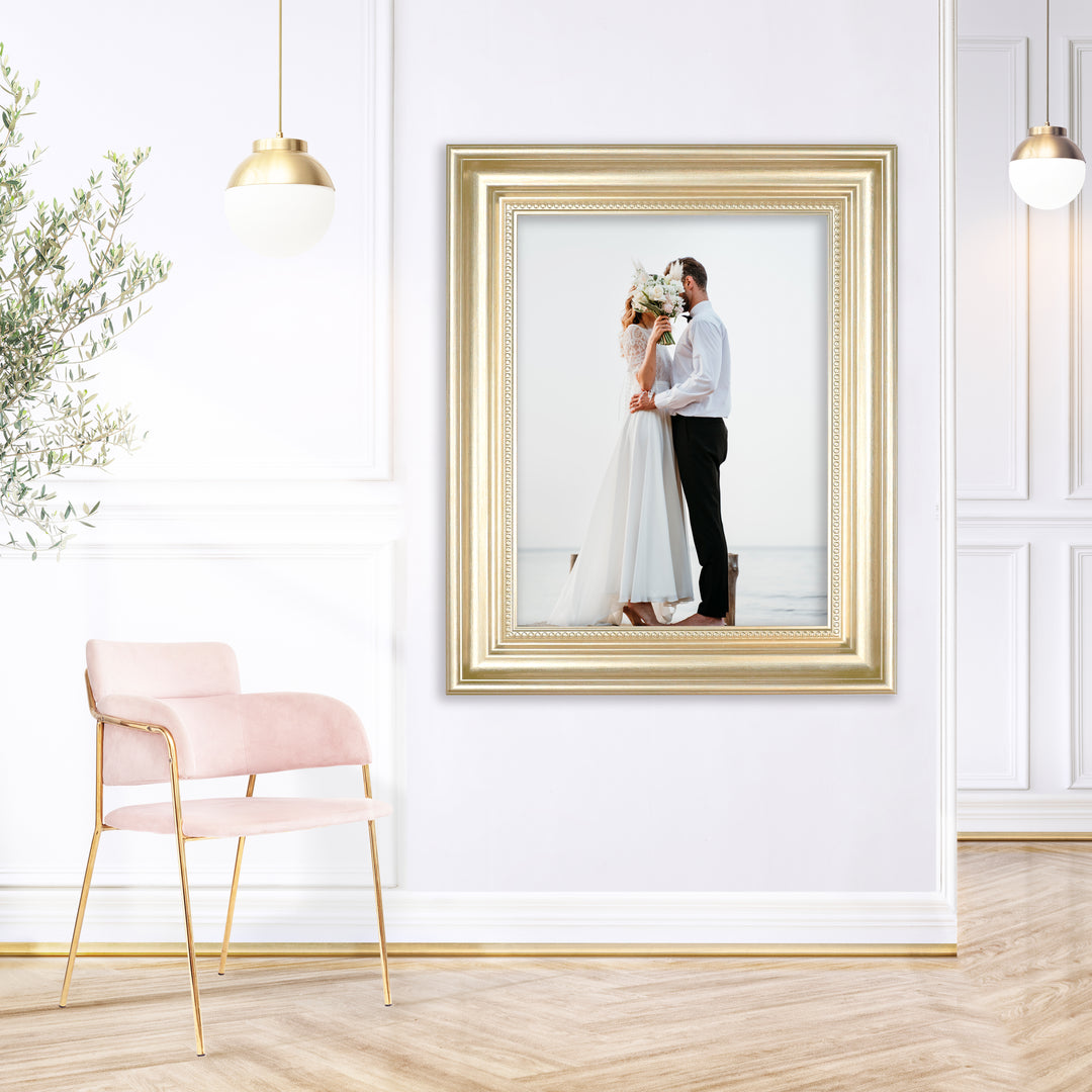 Classic Retro Picture Frame with MDF Wood Mat & Plexiglass Front 2 Colors Style 4