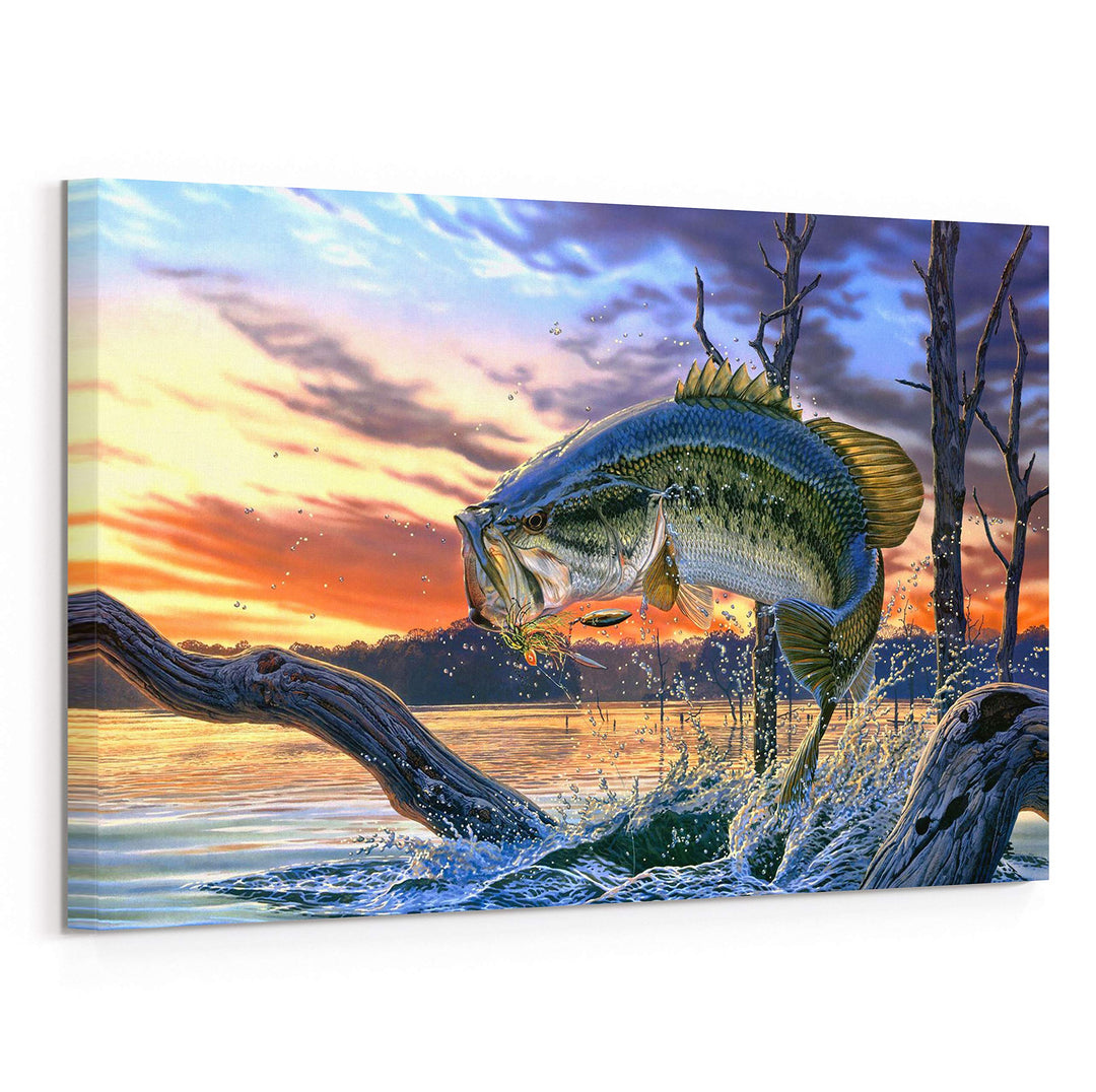 Large Mouth Bass Fish Canvas Wall Decor