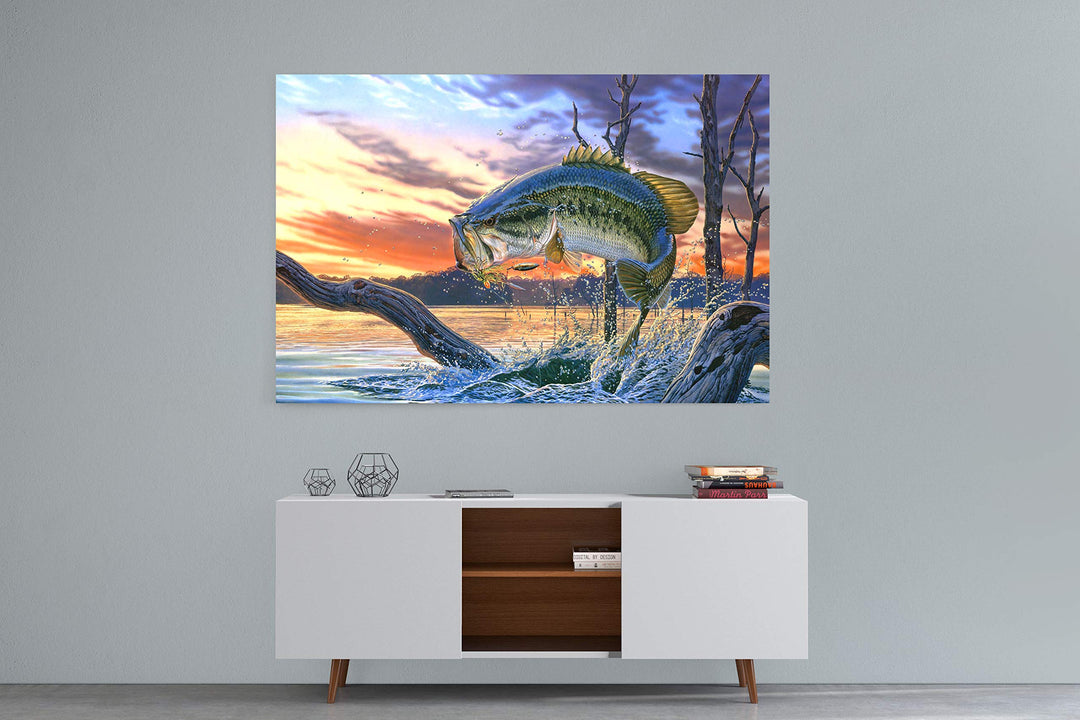 Large Mouth Bass Fish Canvas Wall Decor