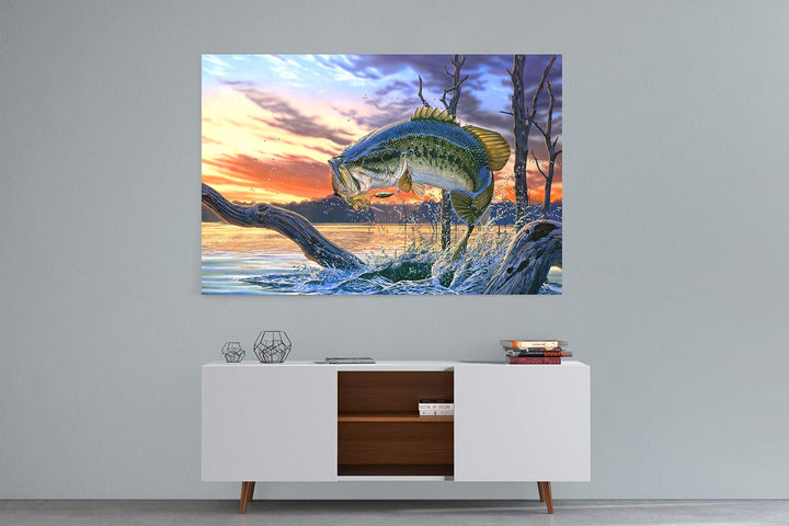 Large Mouth Bass Fish Canvas Wall Decor