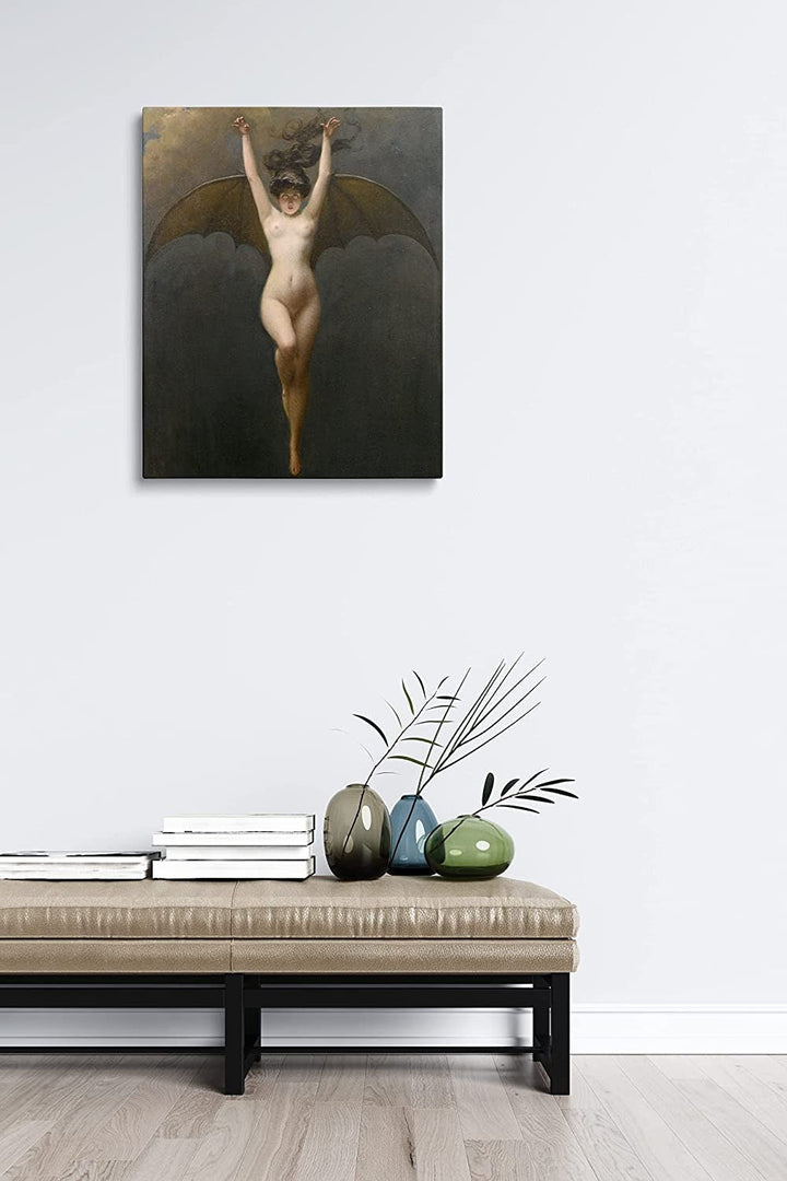 Gothic Bat Woman Wall Décor Canvas Framed