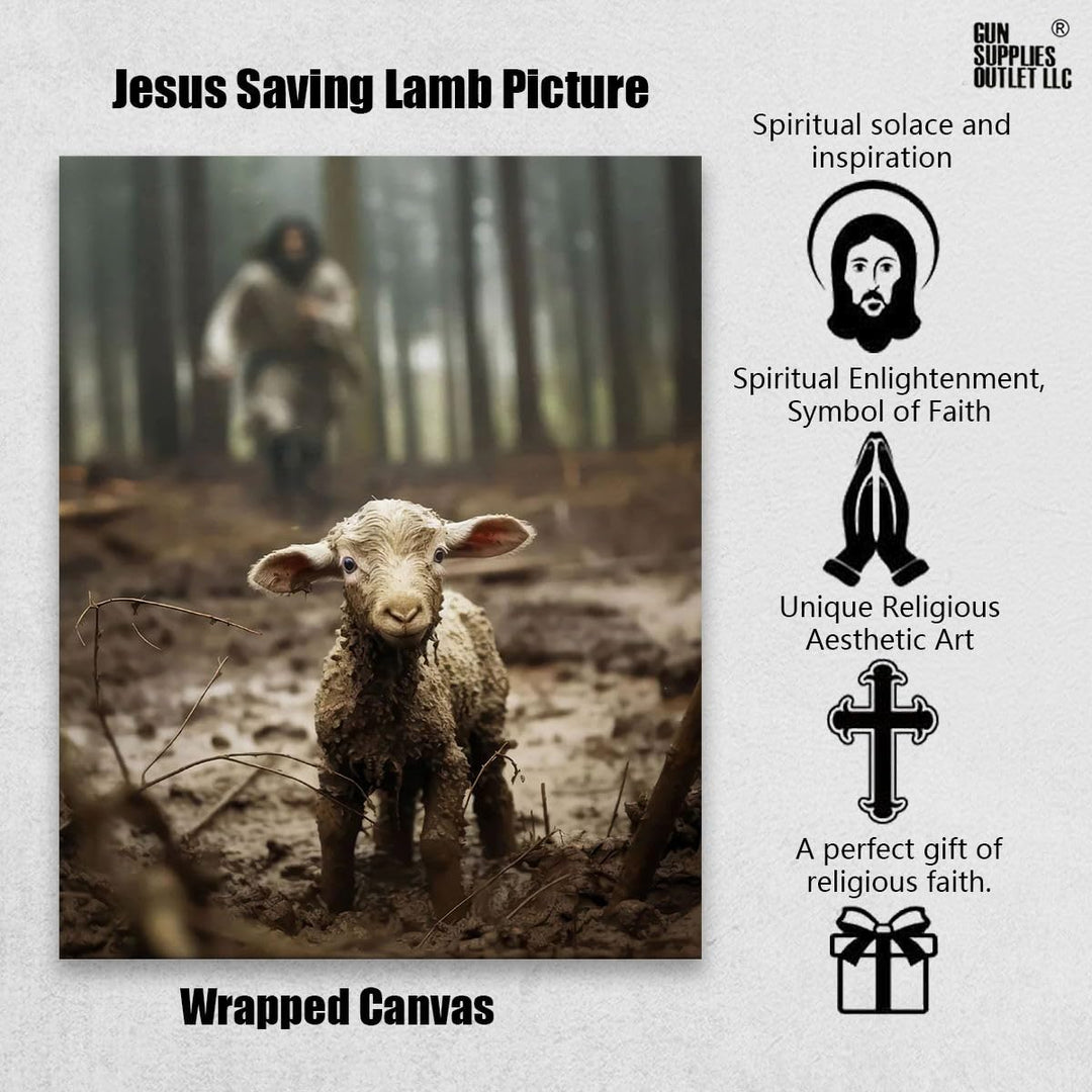 Jesus and Lamb Canvas Wall Art