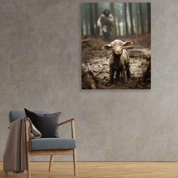 Jesus and Lamb Canvas Wall Art