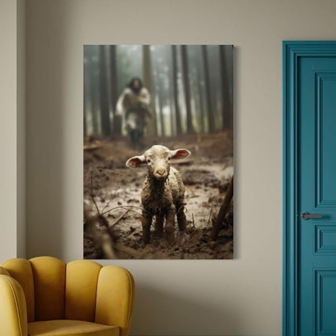 Jesus and Lamb Canvas Wall Art