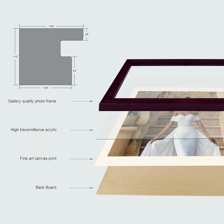 Classic Retro Picture Frame with MDF Wood Mat & Plexiglass Front 3 Colors Style 5