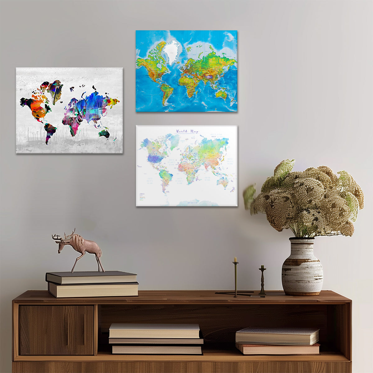Colorful Abstract World Map Wall Art