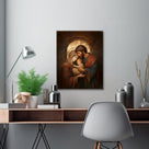 Holy Family Portrait Canvas Wall Art – Mary, Joseph and Baby Jesus Religious Home Decor