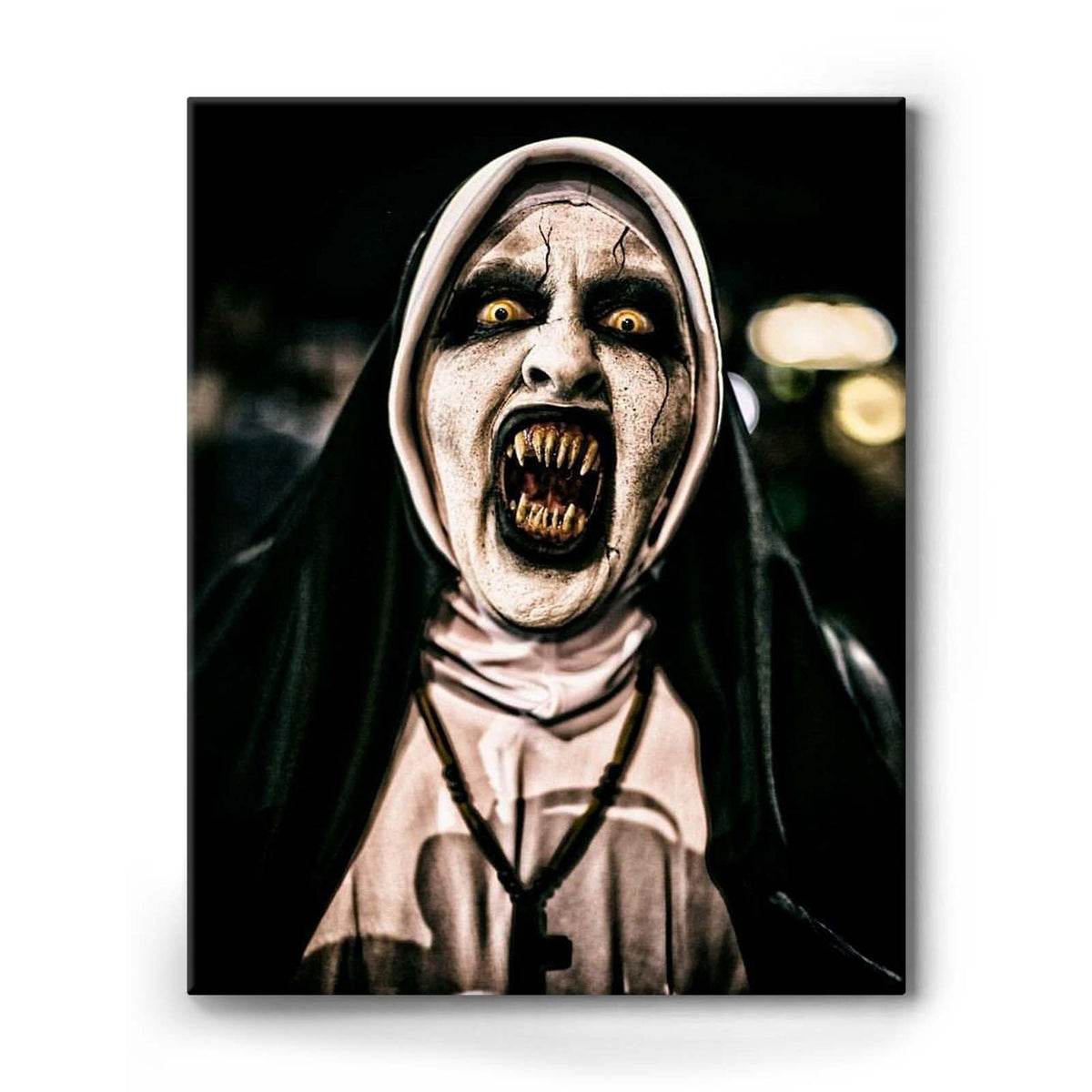 Demonic Nun Horror Halloween Canvas Wall Art – Terrifying Religious Horror Decor
