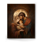 Holy Family Portrait Canvas Wall Art – Mary, Joseph and Baby Jesus Religious Home Decor