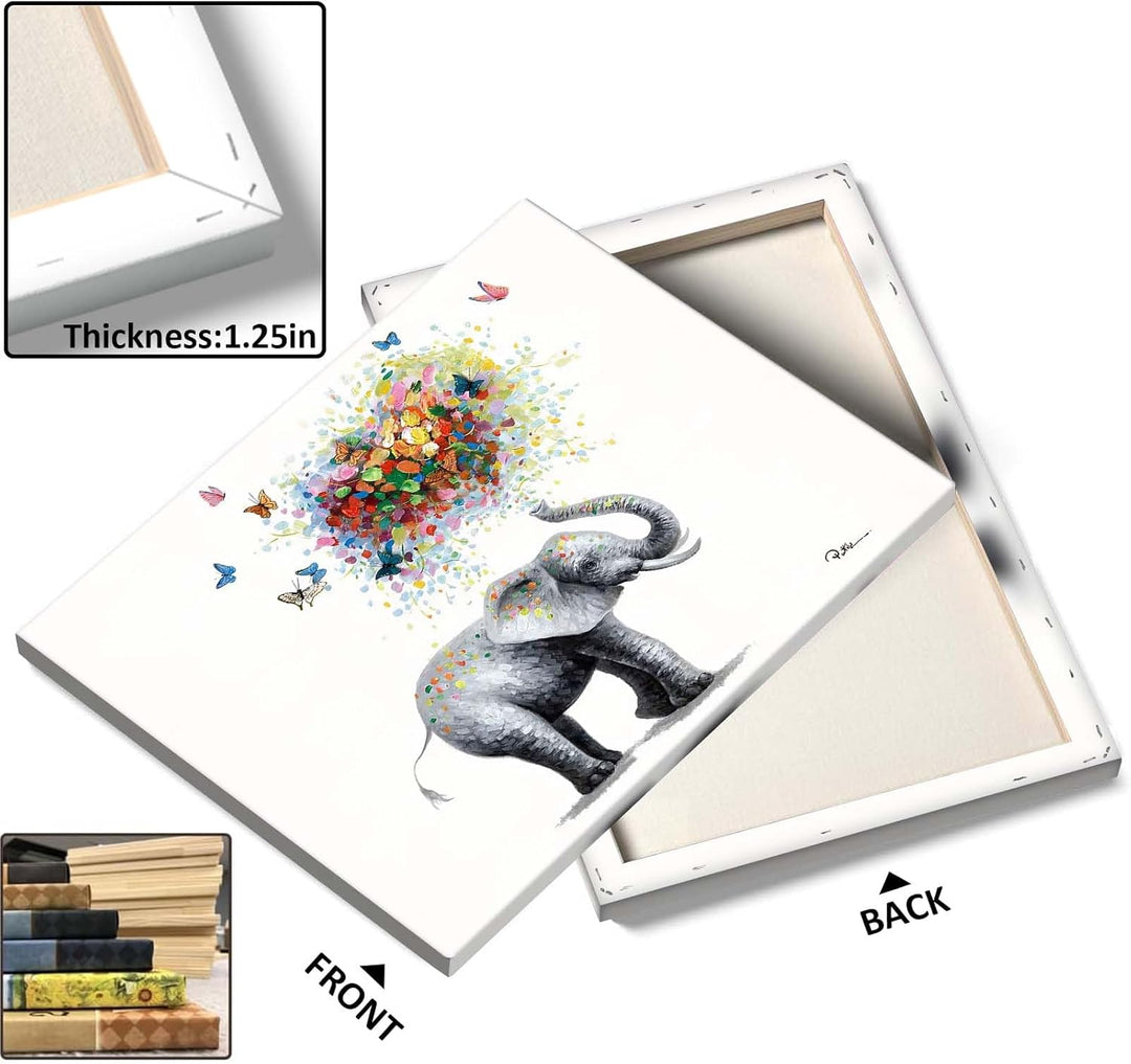 Vibrant Elephant with Butterflies and Heart Design