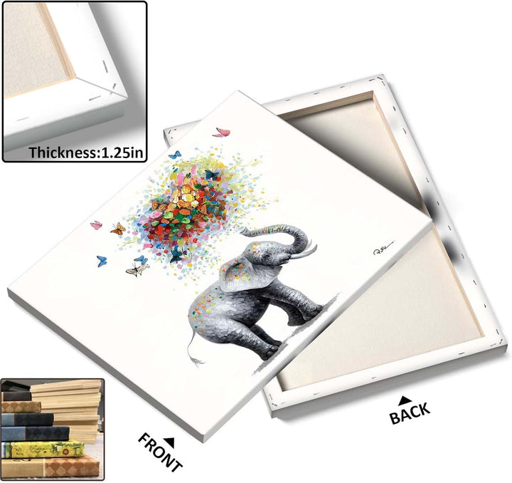 Vibrant Elephant with Butterflies and Heart Design