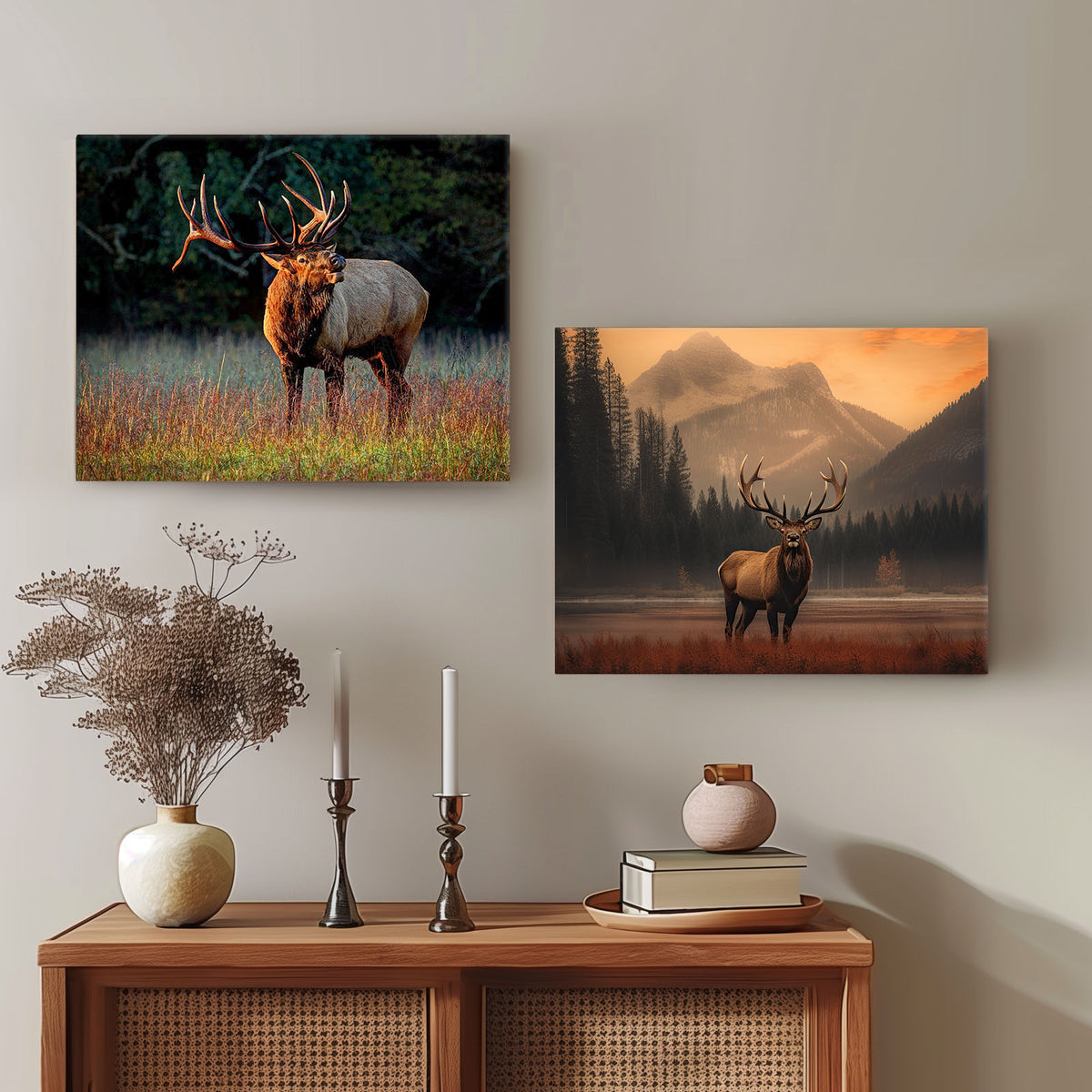 Majestic Elk in the Wild Woodland Canvas Wall Art