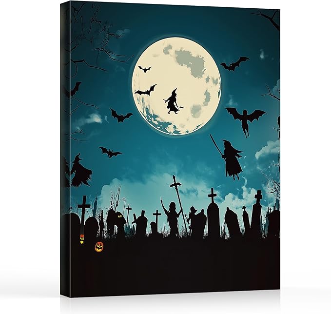 Witch Silhouette Under the Full Moon / 8"L x 10"W