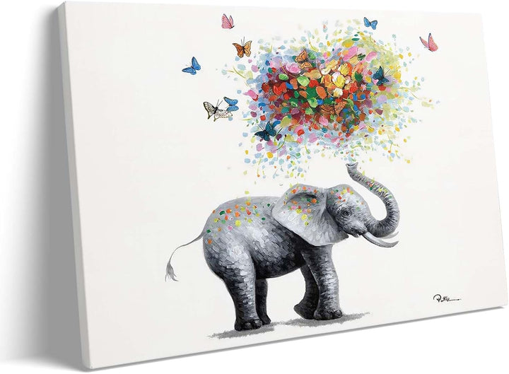 Vibrant Elephant with Butterflies and Heart Design