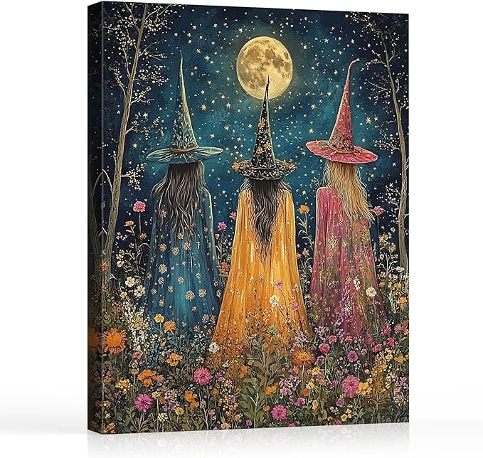 Colorful Witches in the Flower Garden / 8"L x 10"W