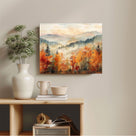 Autumn Mountain Forest Watercolor Landscape Wall Art