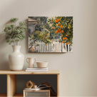 Citrus Garden Fence Watercolor Canvas Wall Art