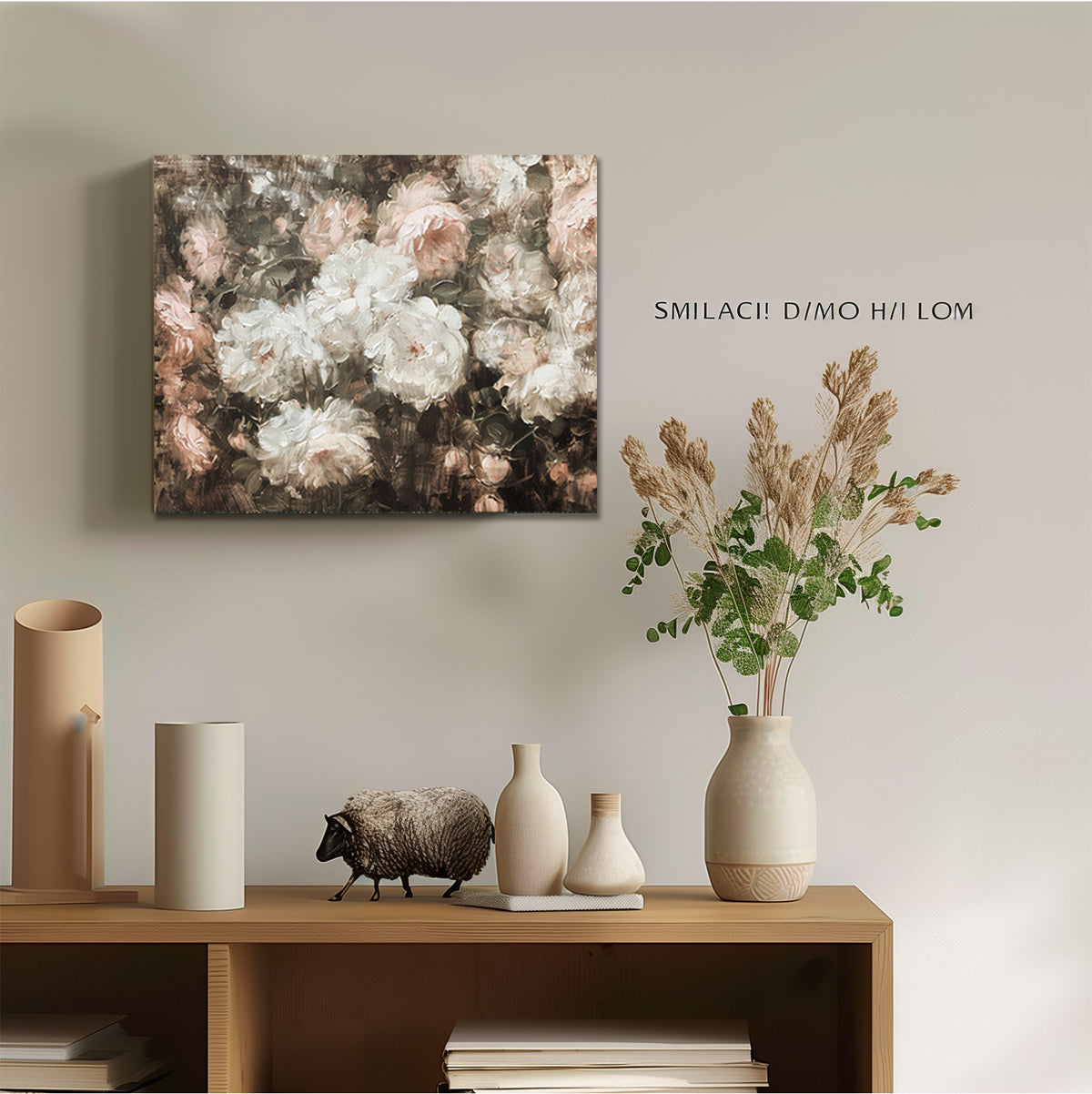 Vintage Blush Peony Floral Canvas Wall Art